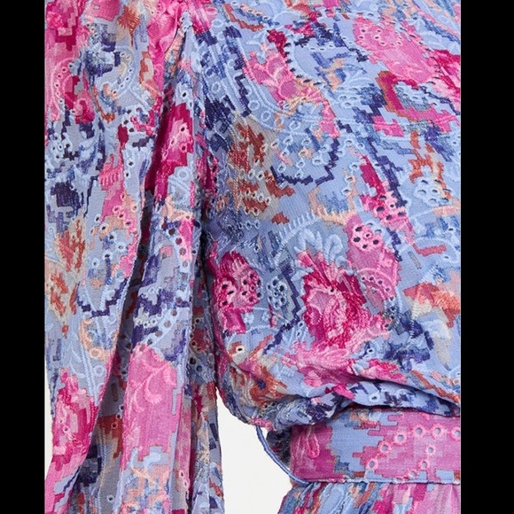 NWT HEMANT & NANDITA mila one shoulder ruffle dress in stone blue size large - Picture 7 of 16